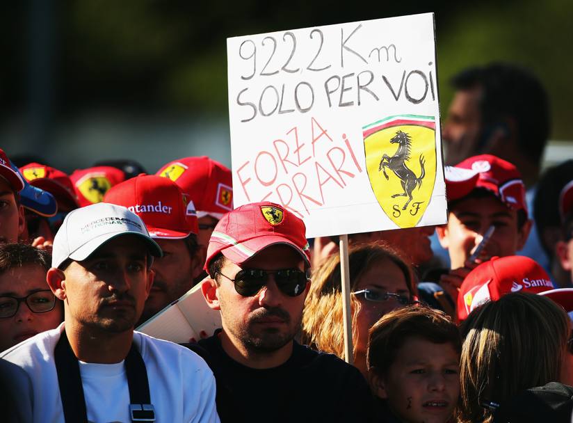 Tifosi Ferrari ottimisti e speranzosi. Getty 